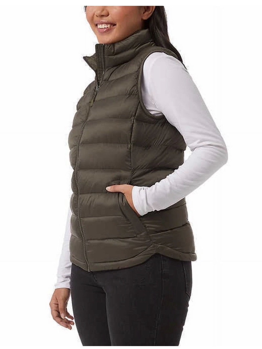 NWT 32 Degrees Womens Vest Olive Green Lightweight Stand Up Collar XXL Pockets